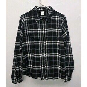 Urban Groove Buffalo Plaid Flannel Shirt Black White Sz Large (A9)